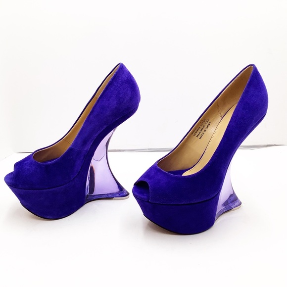 🆕Zigi Girl} GLOW Peep Toe Plexiglass Wedge Shoe - Picture 12 of 13